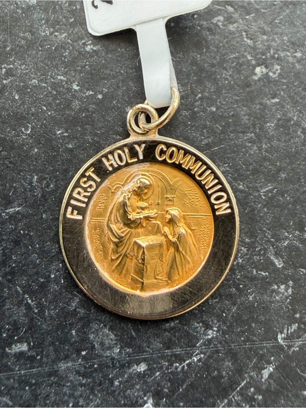 First Holy Communion 14kt yellow Gold Medal Pendant